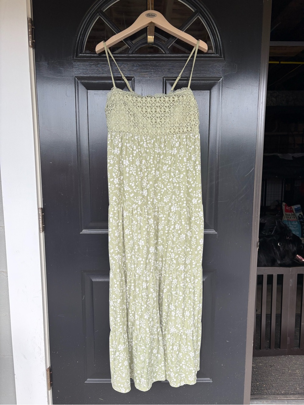 No Boundaries Green Floral Crochet Bodice Summer Dress